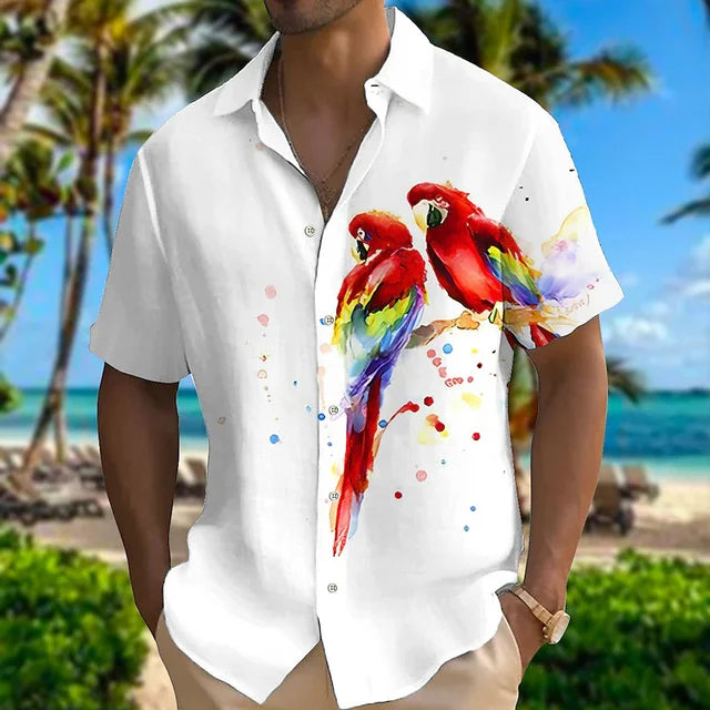New 2024 3D Printed Animal Bird Oversize Beach Shirt
