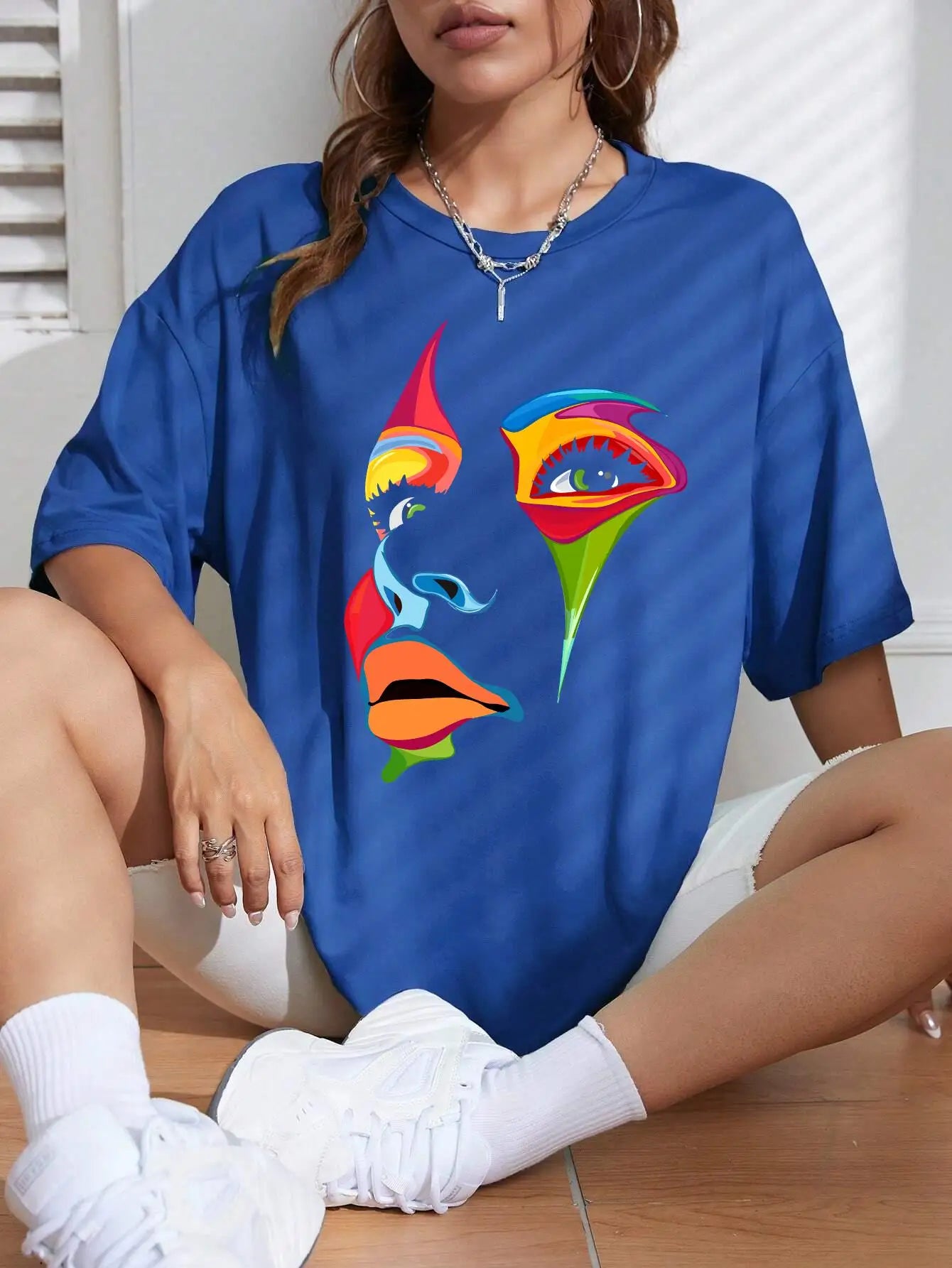 Vibrant Personality Design Print TShirt for Women